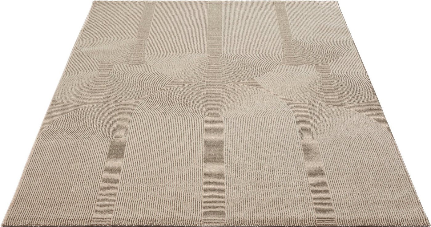 merinos Teppich Sign 1904, rechteckig, Höhe: 12 mm, Hoch Tief Struktur, Geometrisch, 100% recyceltem Polyester, Wohnzimmer – Bild 2 von 5