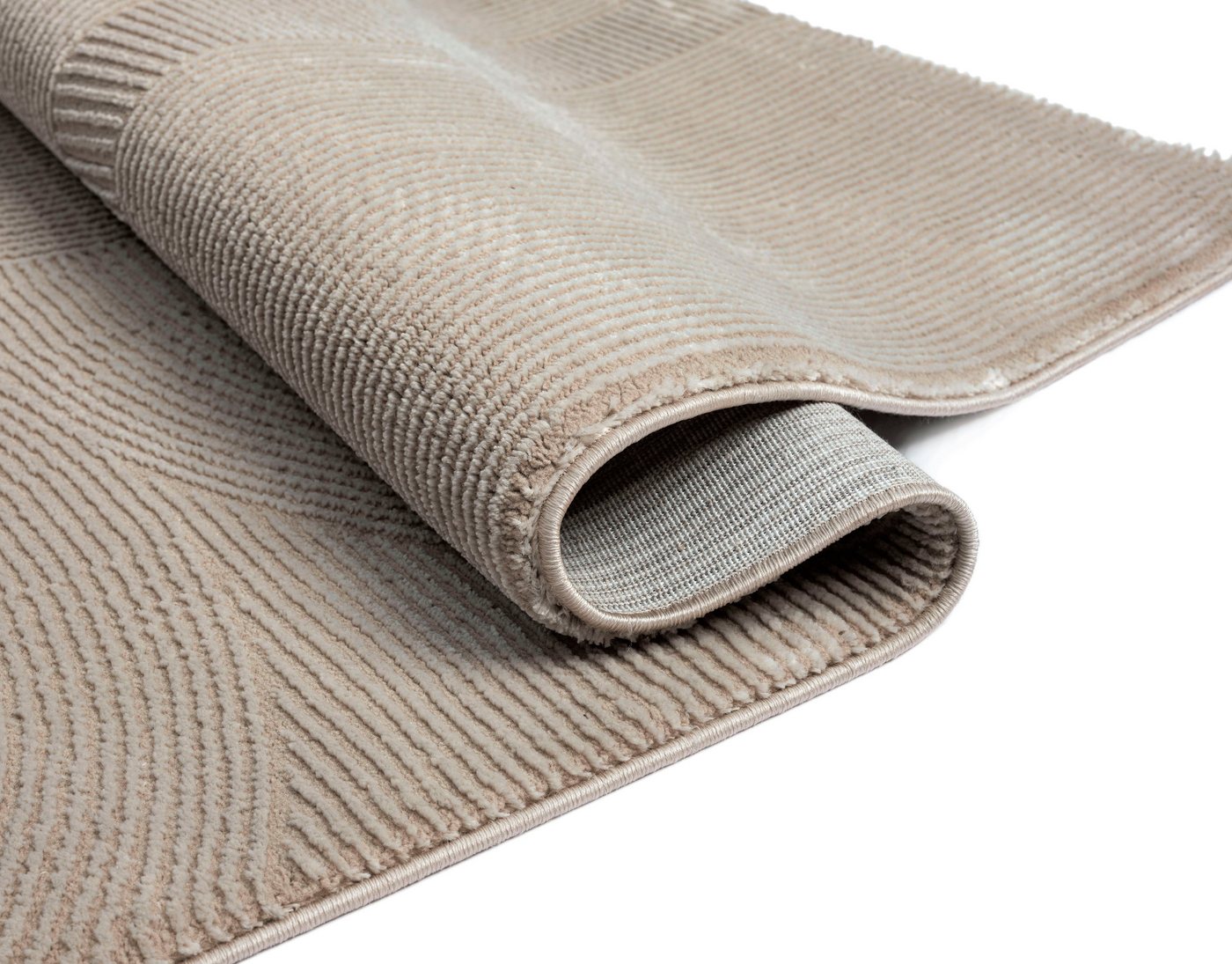 merinos Teppich Sign 1904, rechteckig, Höhe: 12 mm, Hoch Tief Struktur, Geometrisch, 100% recyceltem Polyester, Wohnzimmer – Bild 5 von 5