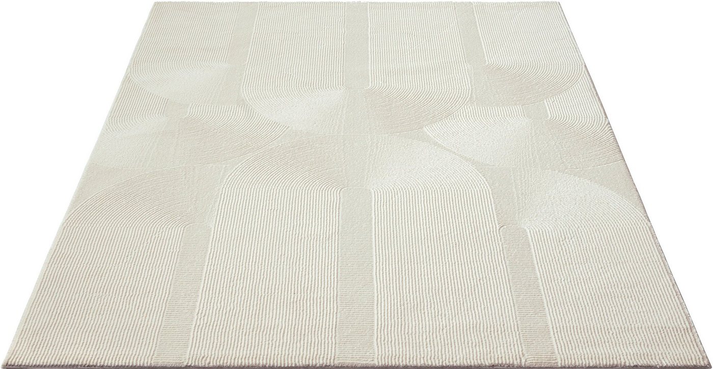 merinos Teppich Sign 1904, rechteckig, Höhe: 12 mm, Hoch Tief Struktur, Geometrisch, 100% recyceltem Polyester, Wohnzimmer – Bild 2 von 5