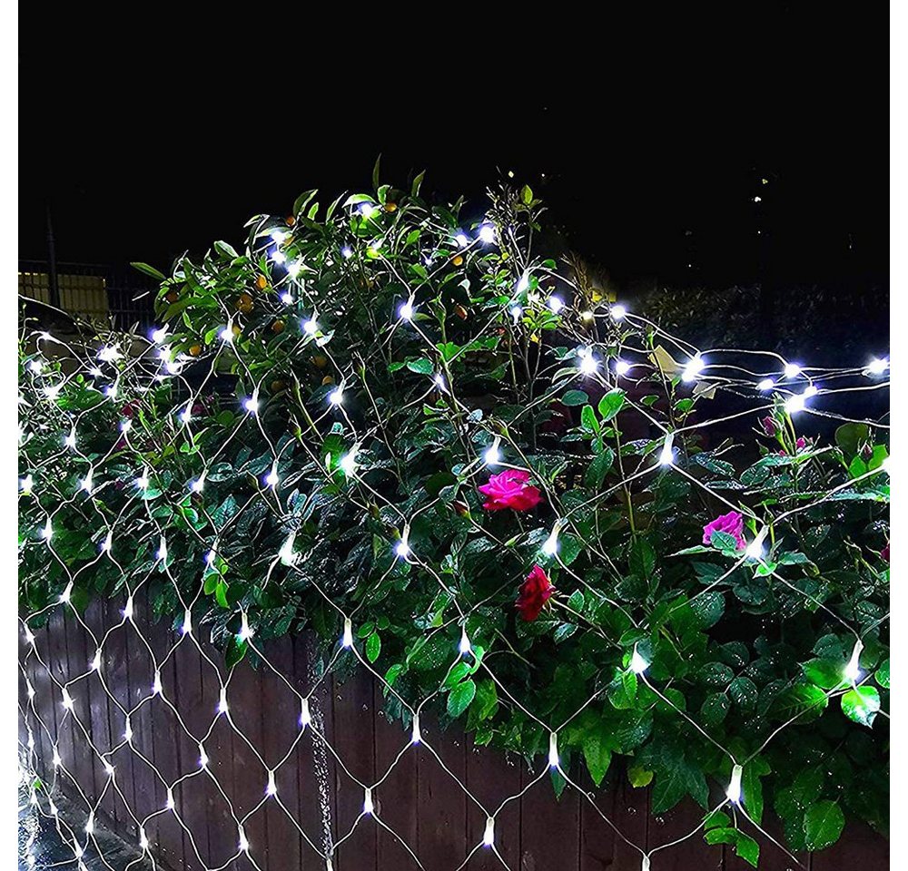 Merry 2024 LED-Lichternetz LED Lichterkette Dekolicht,Weihnachtsbeleuchtung,LED Vorhang Licht, 8 Modi,1.5x1.5M/2x2M/2x3M/4x6M,für Halloween,Party,Fensterdeko – Bild 2 von 5