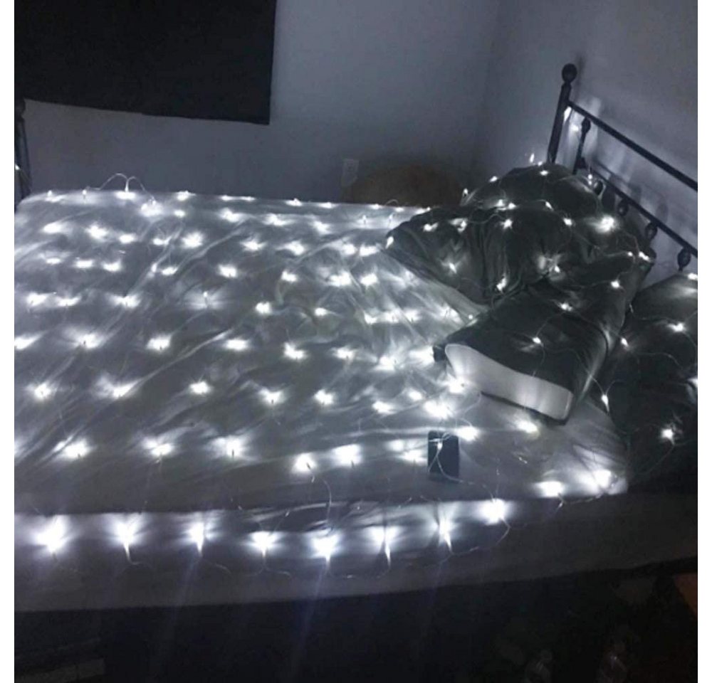 Merry 2024 LED-Lichternetz LED Lichterkette Dekolicht,Weihnachtsbeleuchtung,LED Vorhang Licht, 8 Modi,1.5x1.5M/2x2M/2x3M/4x6M,für Halloween,Party,Fensterdeko – Bild 5 von 5