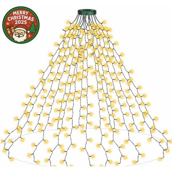 MERRY 2026 LED-Lichterkette Weihnachtsbaum,8 Modi & Timer,LED Weihnachtsbeleuchtung Warmweiß, Memory, 2700K Christbaumbeleuchtung für Weihnachtsdeko