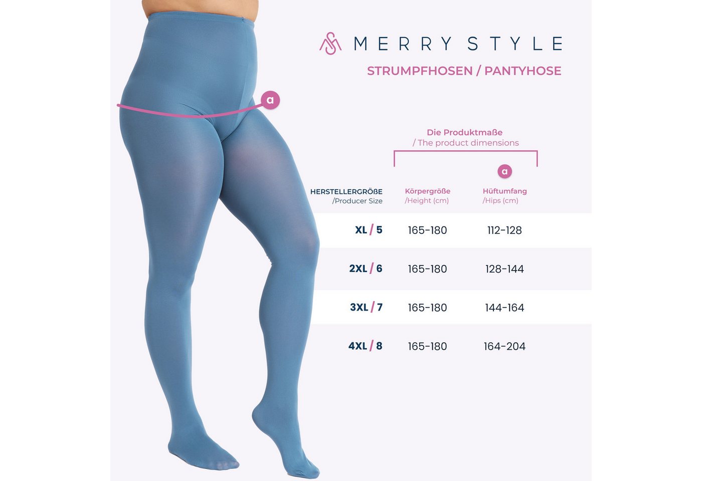Merry Style Strumpfhose Damen mikrofaser Strumpfhose plus size MS 162 60 DEN (1 St) – Bild 2 von 5