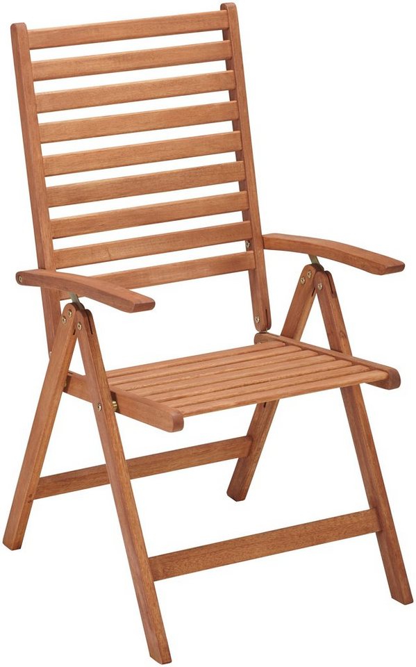 MERXX Balkonset Borkum, (5-tlg., 2x Klappsessel, inkl. Sitz- und Rückenkissen, 1x Klapptisch Ø 65 cm), Eukalyptusholz, FSC® Mix, geeignet für 2 Personen – Bild 5 von 5