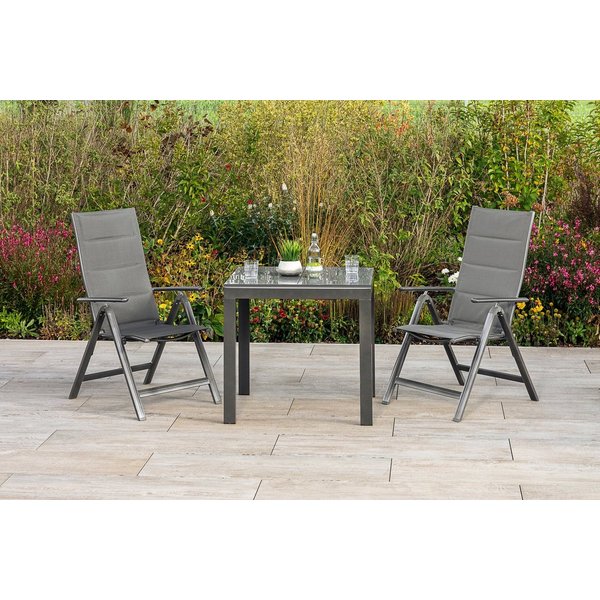 MERXX Balkonset Taviano, (Set, 3-tlg), 2 Klappsessel, 5-fach verstellbar, Balkon-Ausziehtisch