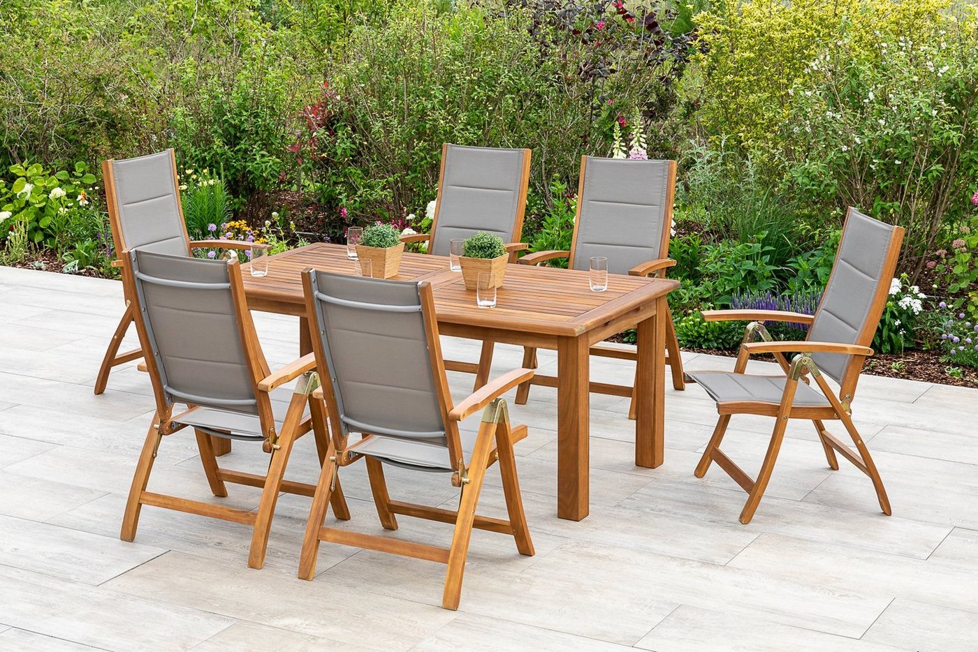 MERXX Garten-Essgruppe Acapulco, (7-tlg), 6 Stühle mit ausziehbarem Tisch – Bild 2 von 3