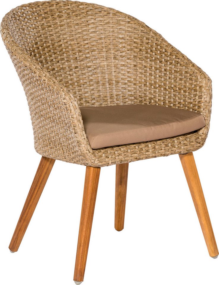 MERXX Garten-Essgruppe »Arrone«, (Set, 7-tlg., Tisch doppelt ausziehbar: 100x 180/220/260x 75 cm), Sesselbeine aus Akazienholz, Beine 9x9 cm, Tischplatte 3 cm – Bild 4 von 5