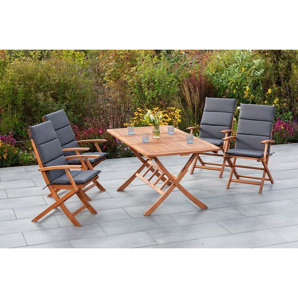 MERXX Garten-Essgruppe Comodoro, (5-tlg), 4 Klappsessel mit ausziehbarem Tisch