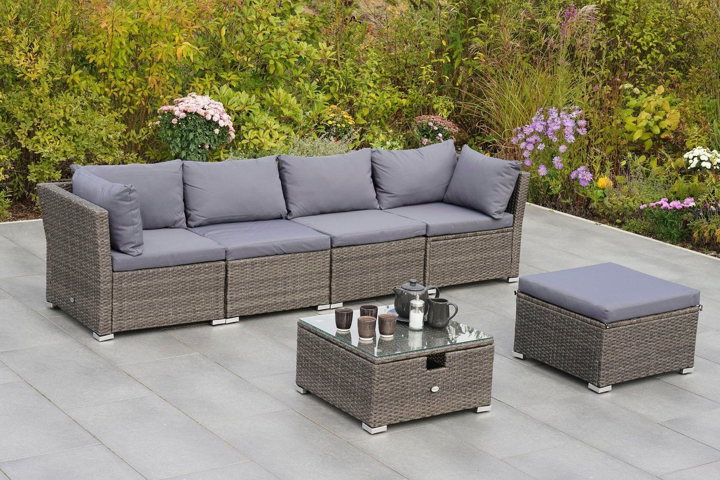 MERXX Garten-Essgruppe Malaga, Eckset mit höhenverstellbarem Tisch – Bild 3 von 5