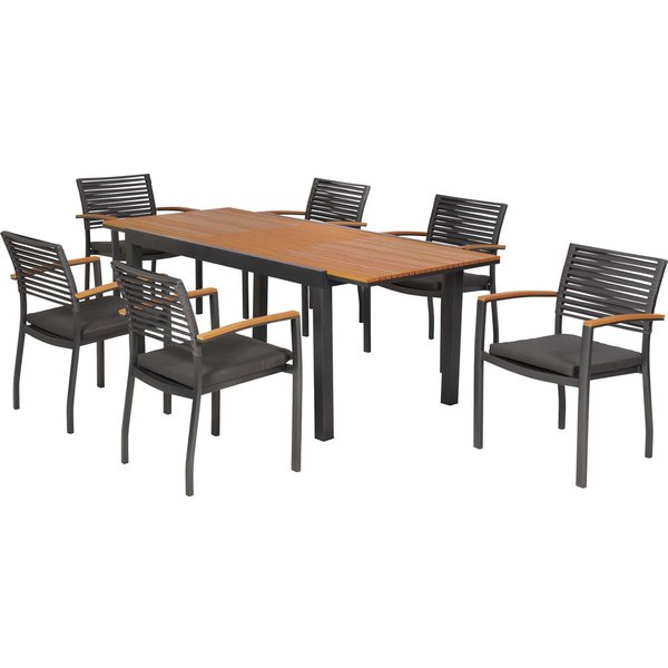 MERXX Garten-Essgruppe Parella, (Set, 13-tlg), inkl. 6 Stapelsessel, 6 Auflagen, 1 Ausziehtisch