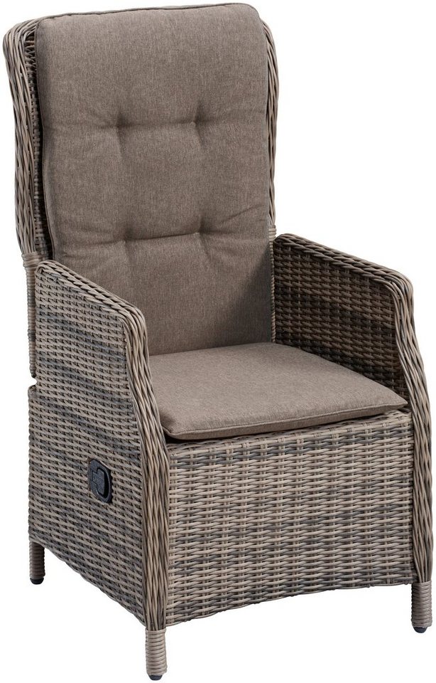MERXX Garten-Essgruppe Riviera, (13-tlg., 6x Sessel inkl. Sitz- und Rückenkissen, 1x Tisch 200x100 cm), Polyrattan, Stahl, inkl. Auflagen, geeignet für 6 Person – Bild 3 von 5