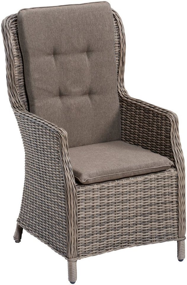 MERXX Garten-Essgruppe Riviera, (13-tlg., 6x Sessel inkl. Sitz- und Rückenkissen, 1x Tisch 200x100 cm), Polyrattan, Stahl, inkl. Auflagen, geeignet für 6 Person – Bild 4 von 5