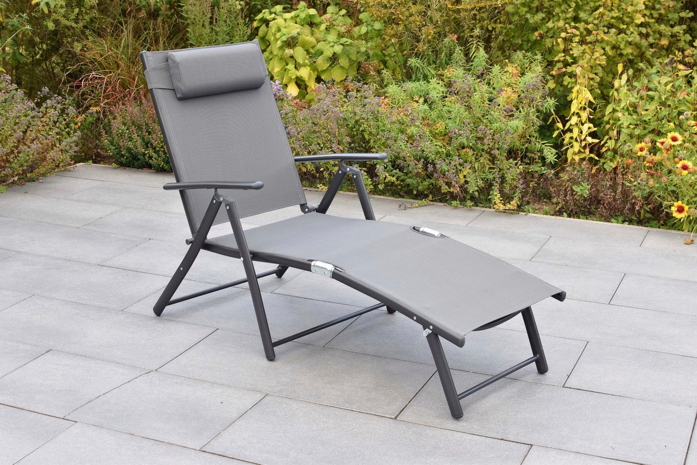MERXX Gartenliege Deckchair, zusammenklappbar, 4-fach verstellbar, inkl. 1 Kopfkissen – Bild 2 von 5