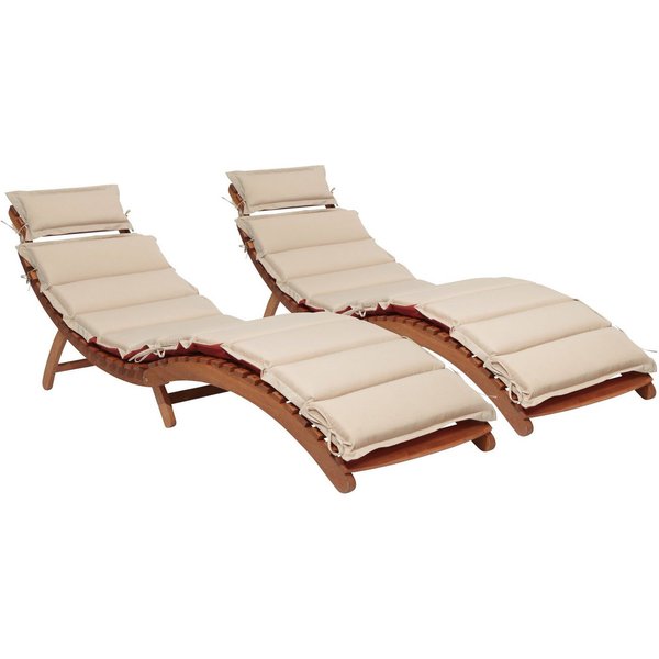MERXX Gartenliege Havanna, 2 Liegen, inkl. Wendeauflagen, Eukalyptusholz, klappbar, FSC® Mix