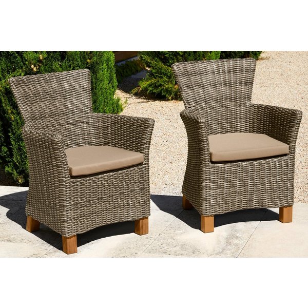MERXX Gartensessel Toskana (Set, 2-St), 2er Set, Polyrattan/Non-Wood, grau-braun