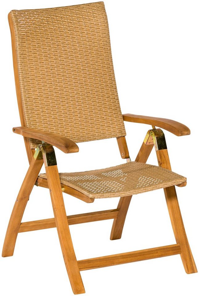 MERXX Gartenstuhl Capri (Set, 2 St), 2er Set, Akazie/Polyrattan, klappbar, natur – Bild 2 von 2