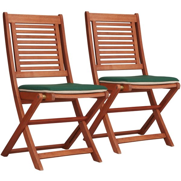 MERXX Gartenstuhl Cordoba (Set, 2 St), 2er Set, Eukalyptus, klappbar, braun, inkl. Wendeauflage