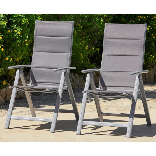 MERXX Gartenstuhl Taviano (Set, 2 St), 2er Set, Alu/Textil, verstellbar, silber
