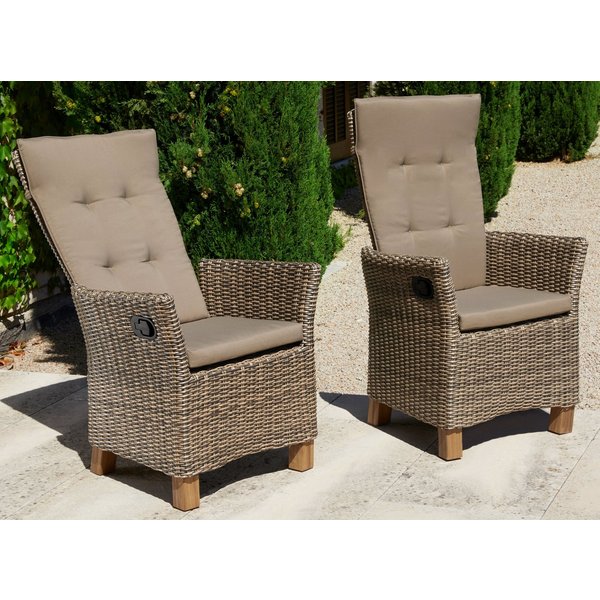 MERXX Gartenstuhl Toskana (Set, 2 St), 2er Set, Polyrattan/Akazie, inkl. Sitzkissen