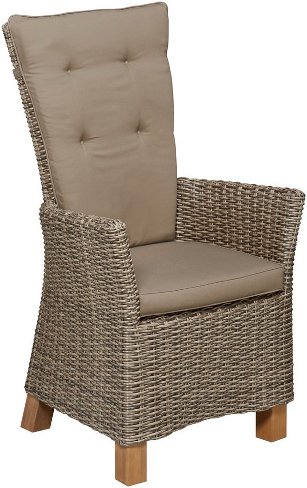 MERXX Gartenstuhl Toskana (Set, 2 St), 2er Set, Polyrattan/Akazienholz, inkl. Auflage – Bild 3 von 5