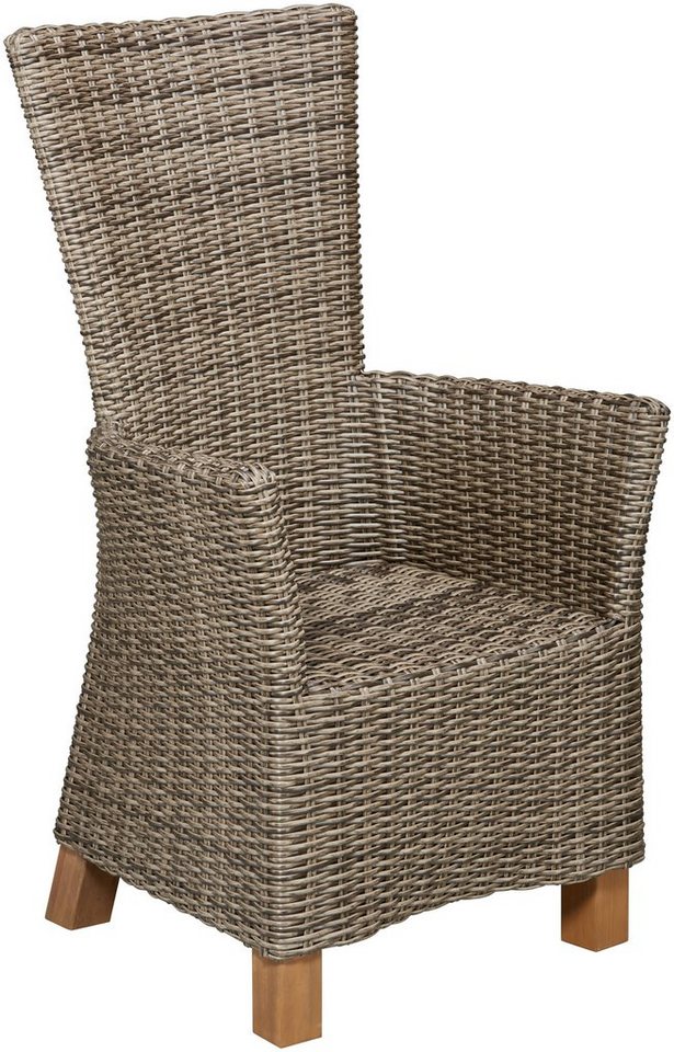MERXX Gartenstuhl Toskana (Set, 2 St), 2er Set, Polyrattan/Akazienholz, inkl. Auflage – Bild 5 von 5