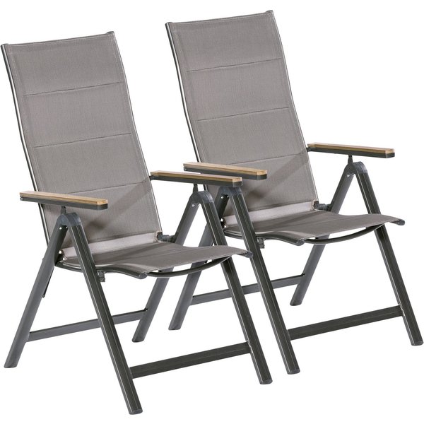 MERXX Gartenstuhl Trivero (Set, 2 St), 2er Set, Alu/Textil, klappbar, braun