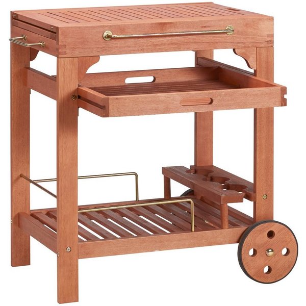 MERXX Servierwagen Multifunktion, Eukalyptusholz, 70-140x50 cm, ausziehbar