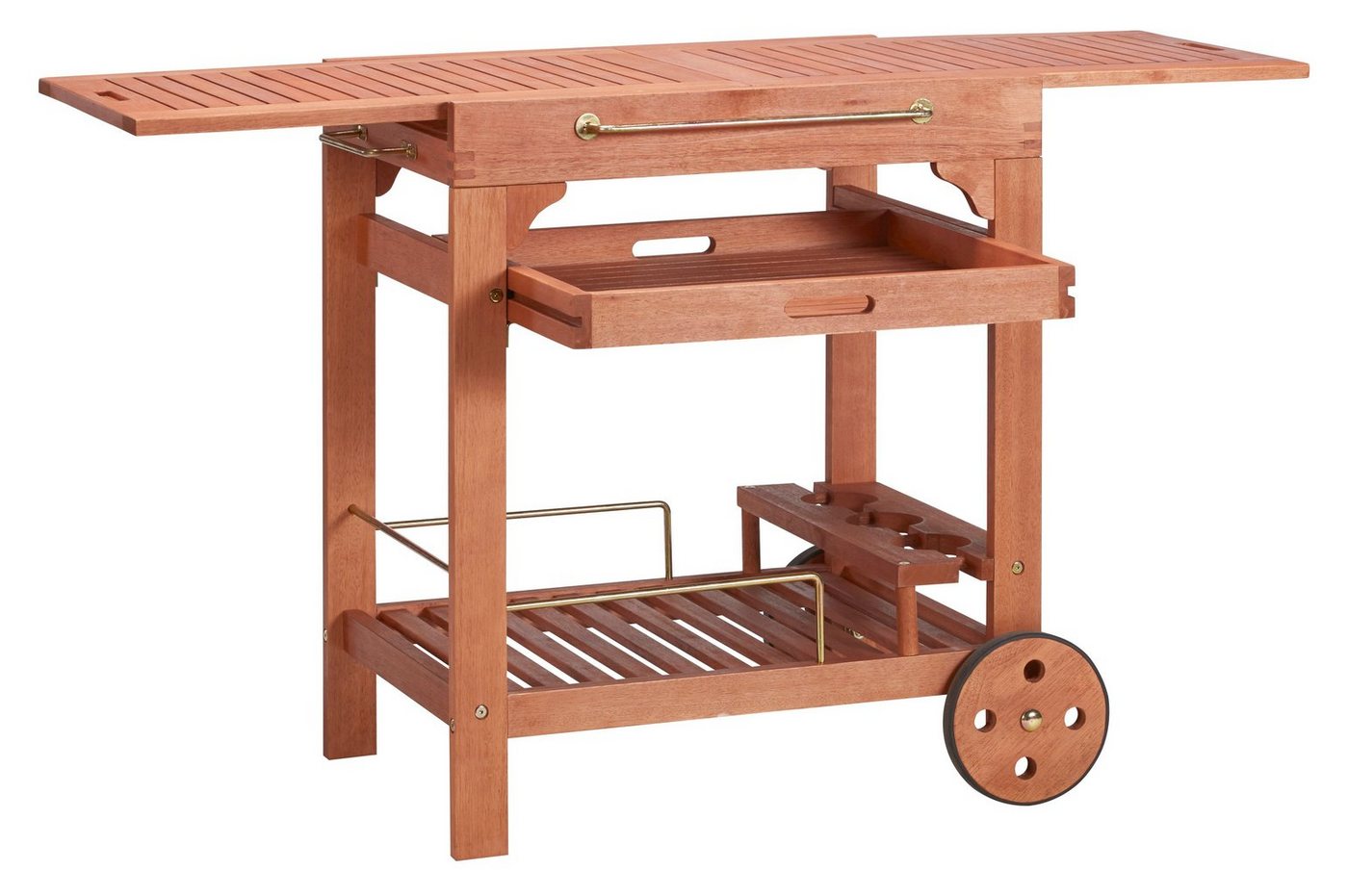 MERXX Servierwagen Multifunktion, Eukalyptusholz, 70-140x50 cm, ausziehbar – Bild 2 von 5