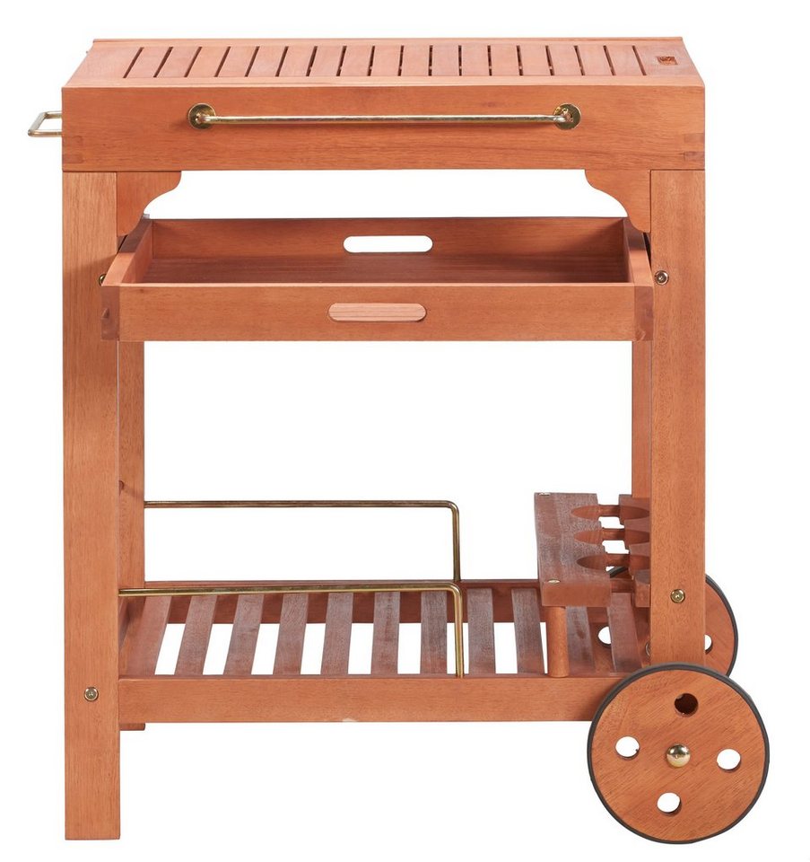 MERXX Servierwagen Multifunktion, Eukalyptusholz, 70-140x50 cm, ausziehbar – Bild 3 von 5