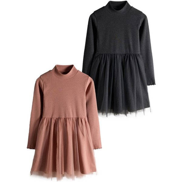 The Set Meshkleid The Set Langarmkleider mit Meshrock, 2er-Pack (2-tlg)