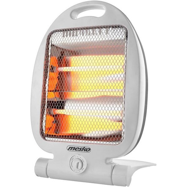 Mesko Heizstrahler MS 7710 Quarzheizer, elektrischer Heizstrahler mit 2 Heizstufen, 800 W, 2 Quarzlampen, Kippschutz, Tragegriff für Zuhause & Büro, Weiß