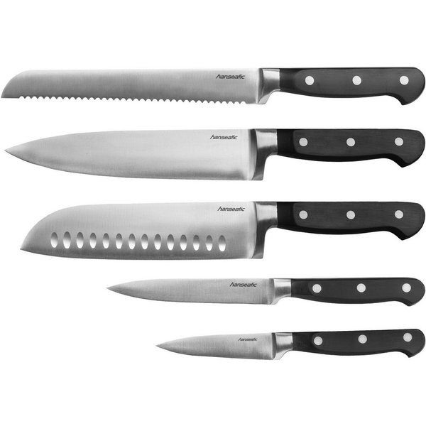 Hanseatic Messer-Set hanseatic PREMIUM, 5-teilig (Set, 5-tlg), mit schwarzen Griffen, mit Nieten