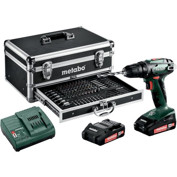 metabo Akku-Bohrschrauber BS 18V, 18 V, 2 Akkus + Alu-Koffer + viel Zubehör
