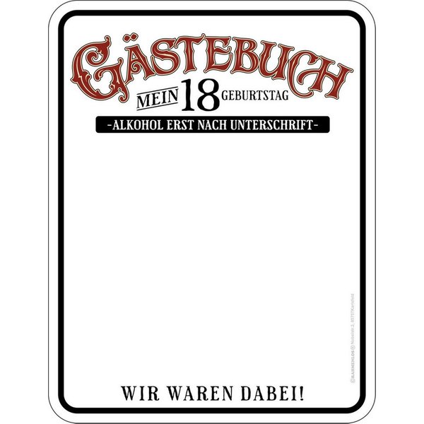 Metallschild 18 Jahre - Fun-Schilder - Gästebuch