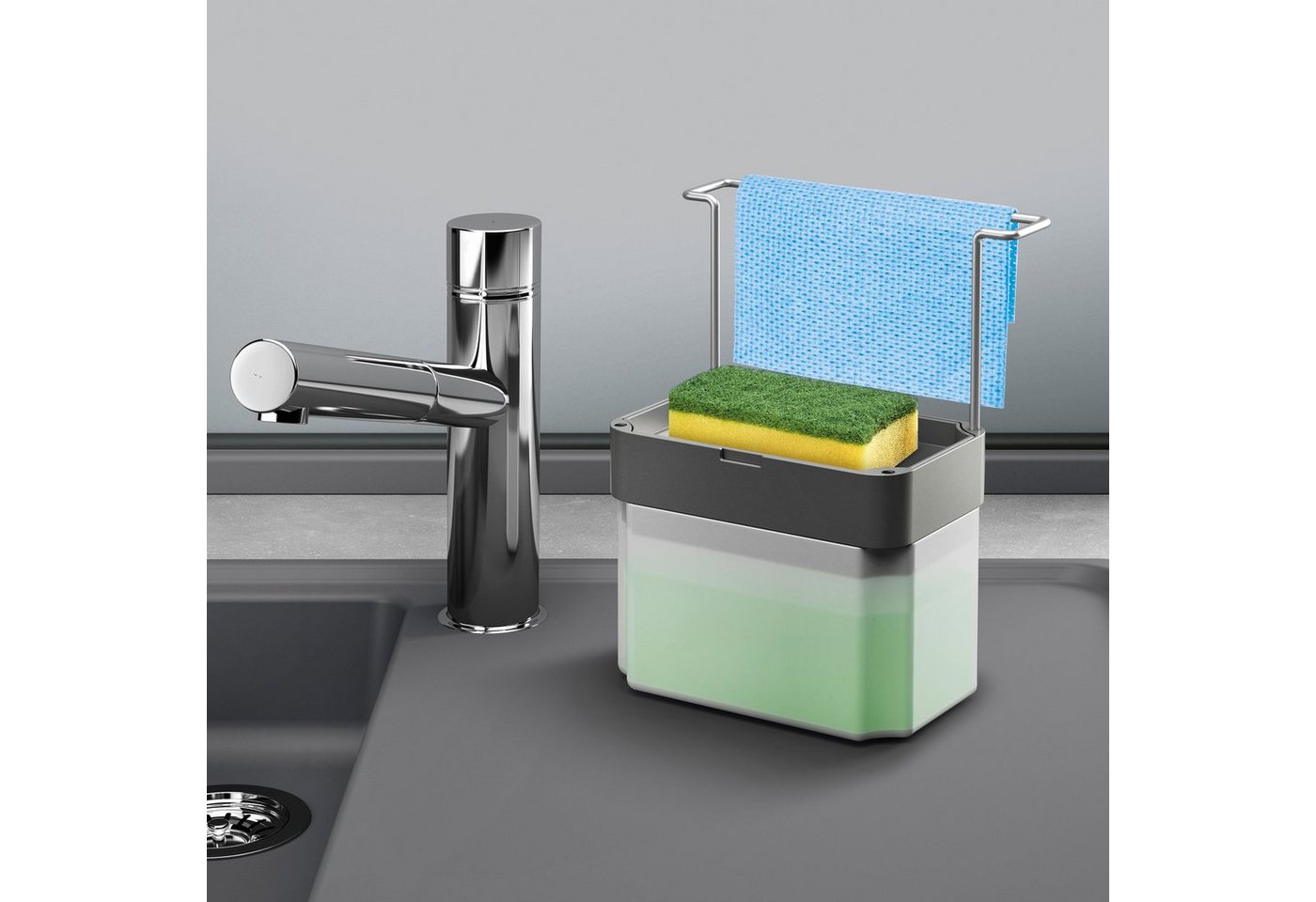 Metaltex Spülmittelspender Sponge-Tex, (1-tlg), Seifenspender, einhändig bedienbar – Bild 2 von 5