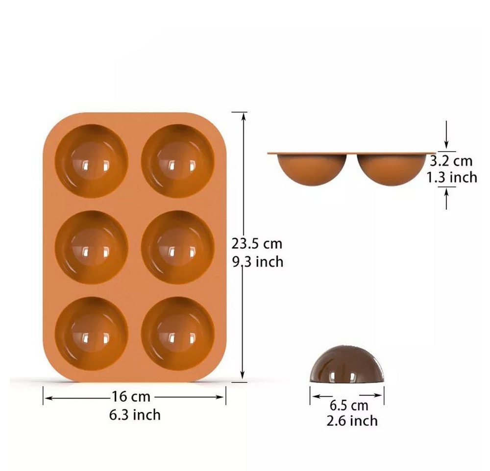 Metamorph Pralinenform Halbkugel Silikonform 6-fach, Mit der Chocolate Bomb Form aus Silikon für sechs Halbkugeln gelingen – Bild 2 von 5