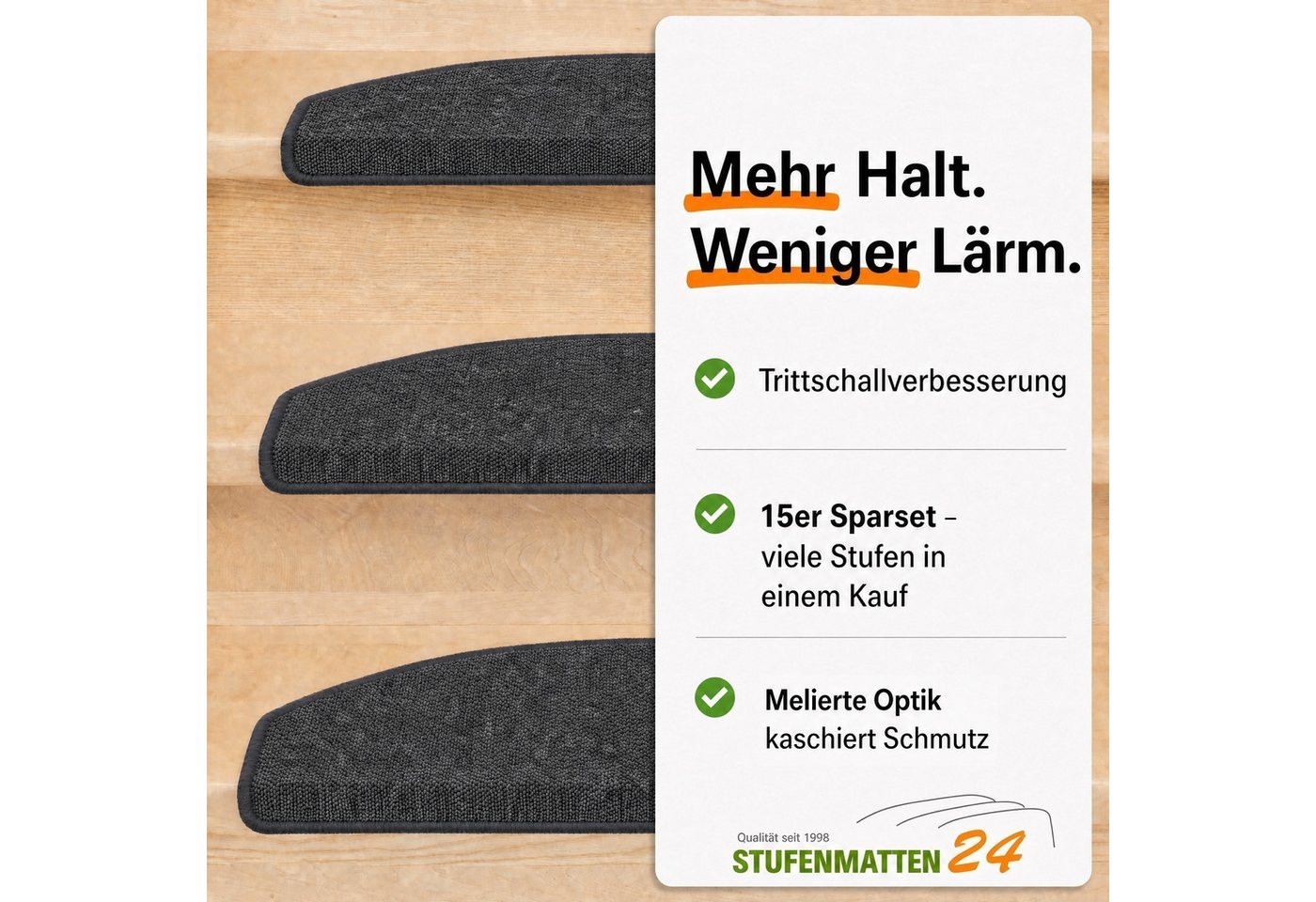 Metzker® Stufenmatte Ariston, halbrund, Höhe: 5 mm, 15 Stück im Set - Anthrazit – Bild 3 von 5