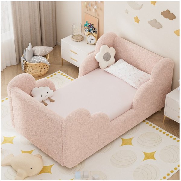Meulbaty Kinderbett mit weichem Bodenbettgestell, extra breites Sicherheitsbett (1-tlg), für Mädchen und Jungen, ohne Matratze, 140 x 70 cm