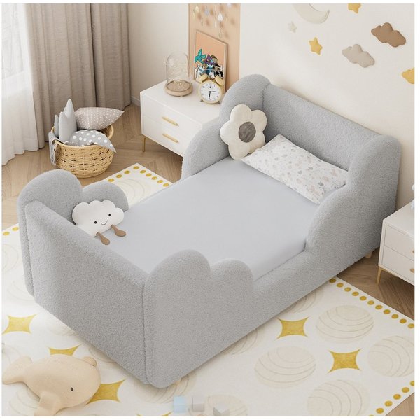 Meulbaty Kinderbett mit weichem Bodenbettgestell, extra breites Sicherheitsbett (1-tlg), für Mädchen und Jungen, ohne Matratze, 140 x 70 cm