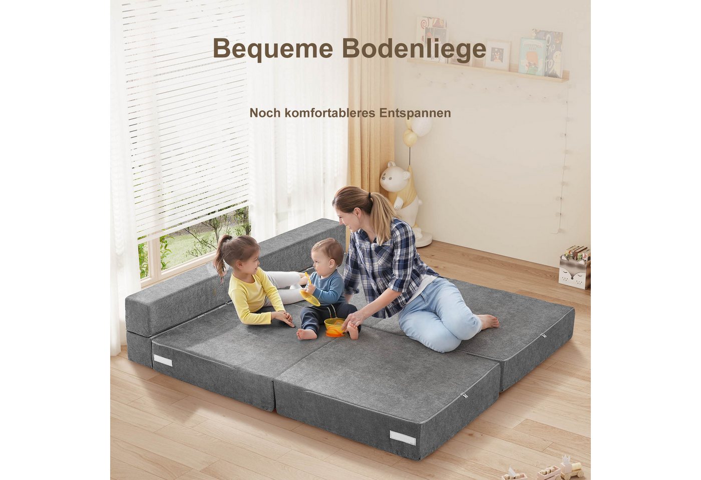 Klappmatratze 15,2 cm extra dicke klappbare Schlafsofa-Bodenmatratze für Kinder, Meulbaty, 15.2 cm hoch, dreifach klappbare Matratze, Kindersofa, Futon, Klappst – Bild 3 von 5