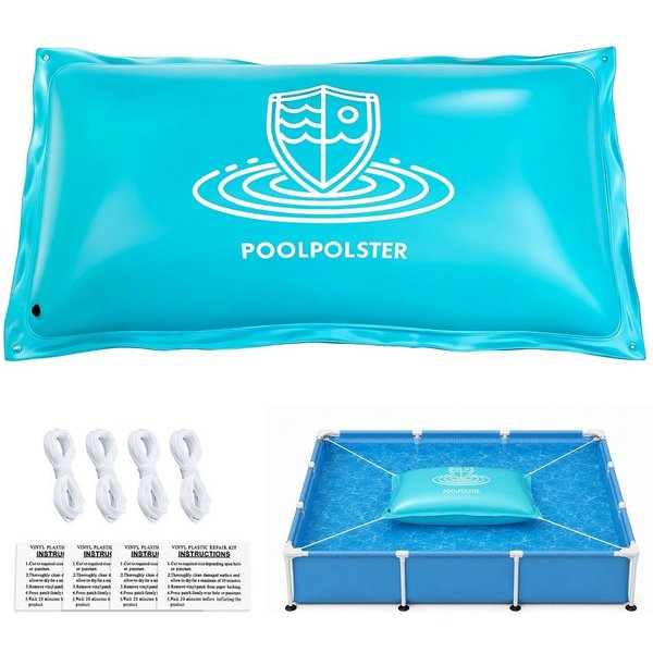 Meulbaty Pool-Abdeckplane Poolpolsterung mit Befestigungsseilen und Reparaturset, Frostschutz (1-St), Wetterschutz für die Überwinterung des Pools, UV-beständig