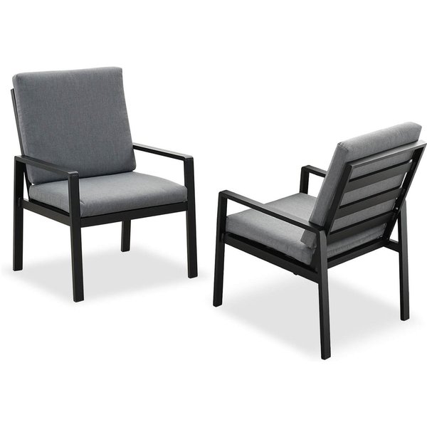 MeXo Gartenlounge-Set Alu Gartenmöbel-Sets Gartenstuhl, (2-tlg., 2 Esszimmerstühle, 60x 68x 85 cm, 4 Auflagen, bis zu 140 kg belastbar), wetterfest Gartengarnit