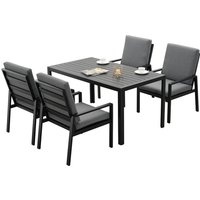 MEXO Gartenmöbel »Dining Set Levante«, inkl Polster (4-Sitzer, Schwarz / Dunkelgrau)