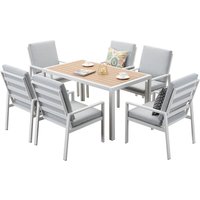 MEXO Gartenmöbel »Dining Set Levante«, inkl Polster (6-Sitzer, Weiß / Hellgrau)