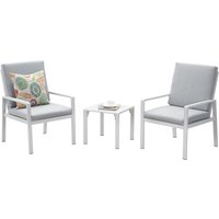 MEXO Gartenmöbel »Dining Set Rom«, inkl Polster (2-Sitzer, Weiß / Hellgrau)