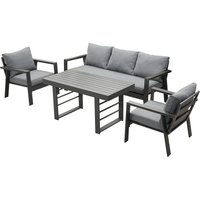 MEXO Gartenmöbel Lounge-Set »Neapel«, inkl. Polster (5-Sitzer / Esstisch, Grau / Dunkelgrau)