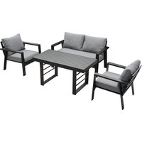 MEXO Gartenmöbel Lounge-Set »Neapel«, inkl. Polster (4-Sitzer / Esstisch, Schwarz / Dunkelgrau)
