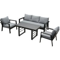 MEXO Gartenmöbel Lounge-Set »Neapel«, inkl. Polster (5-Sitzer / Esstisch, Schwarz / Dunkelgrau)