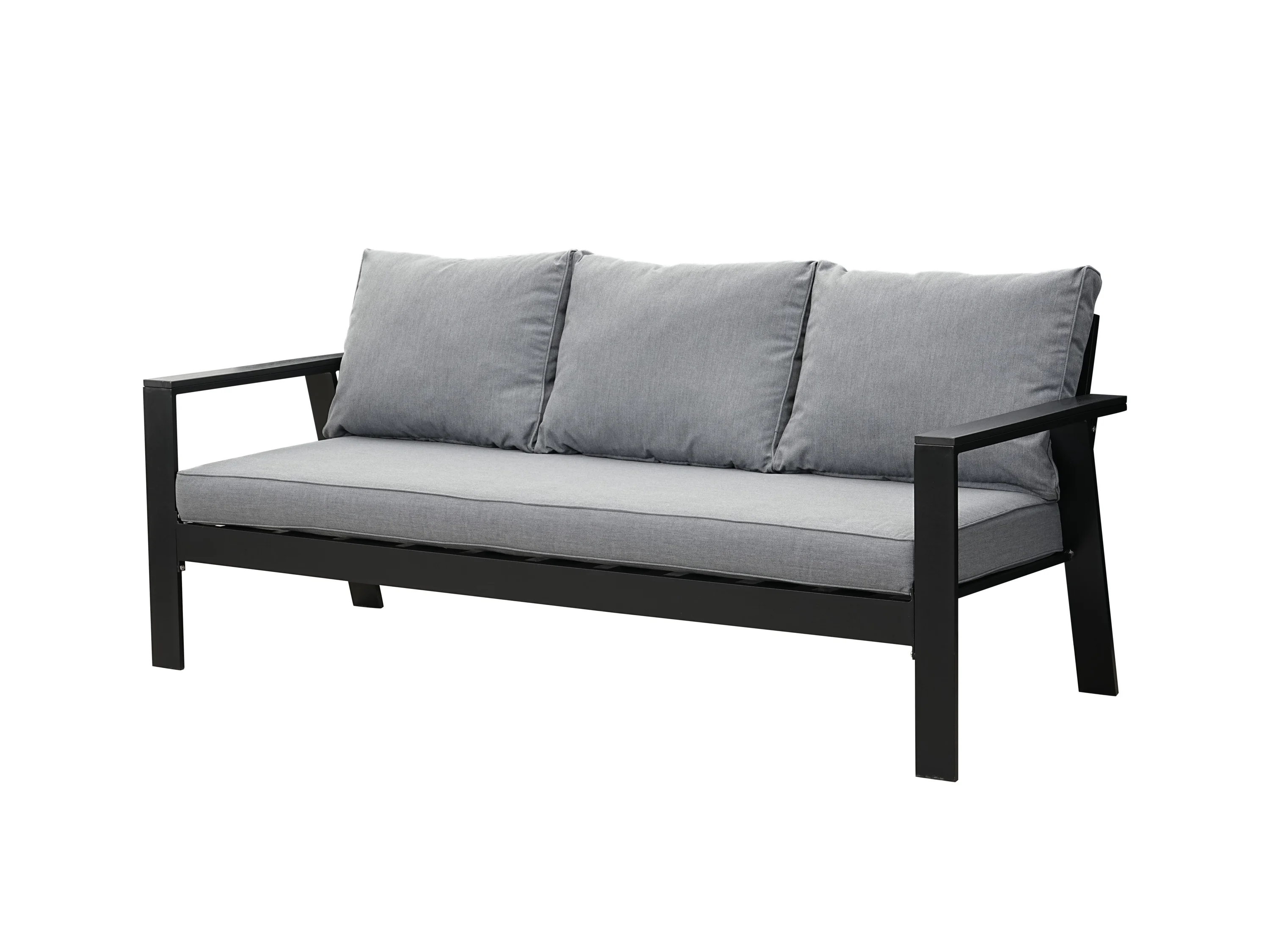 MEXO Gartenmöbel Lounge-Set »Neapel«, inkl. Polster (5-Sitzer / Esstisch, Schwarz / Dunkelgrau) – Bild 4 von 4