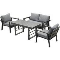 MEXO Gartenmöbel Lounge-Set »Neapel«, inkl. Polster (4-Sitzer / Esstisch, Grau / Dunkelgrau)